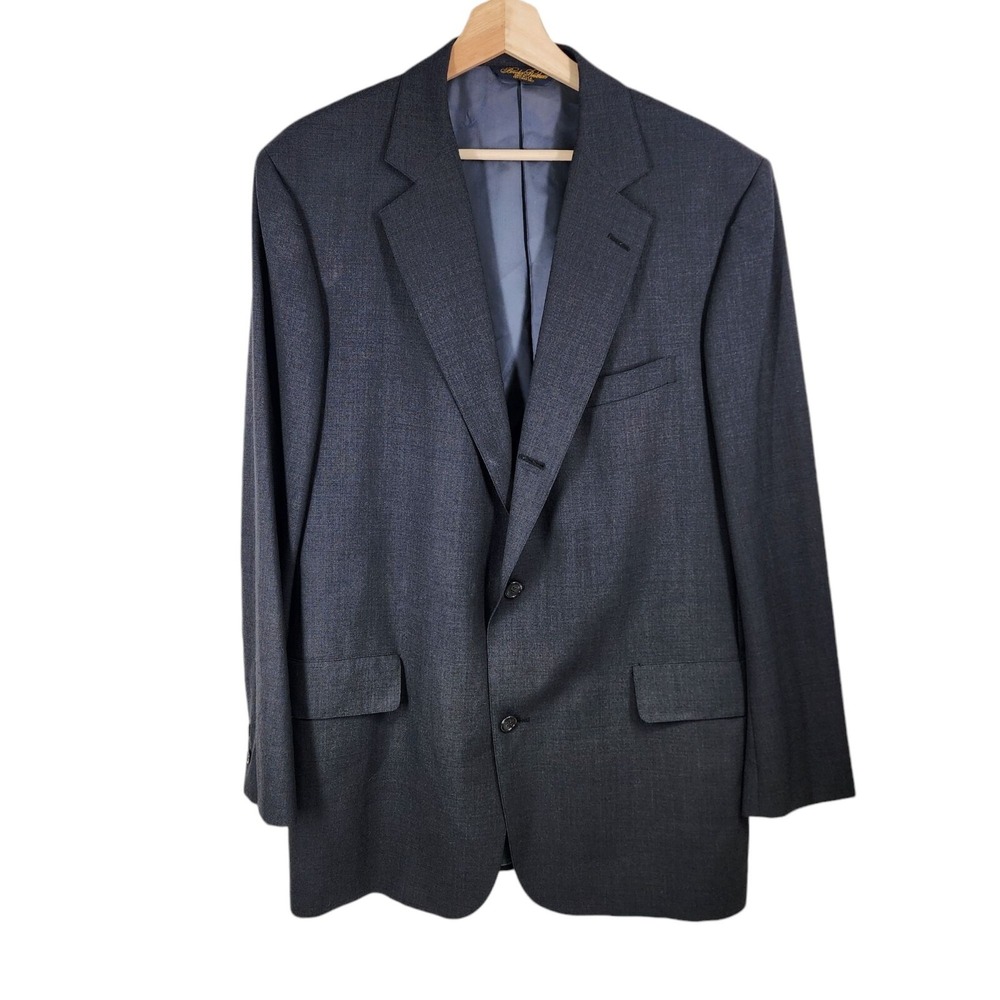 Brooks Brothers Blazer Mens 43L Gray Brooksease Wool Two Button Sport Coat